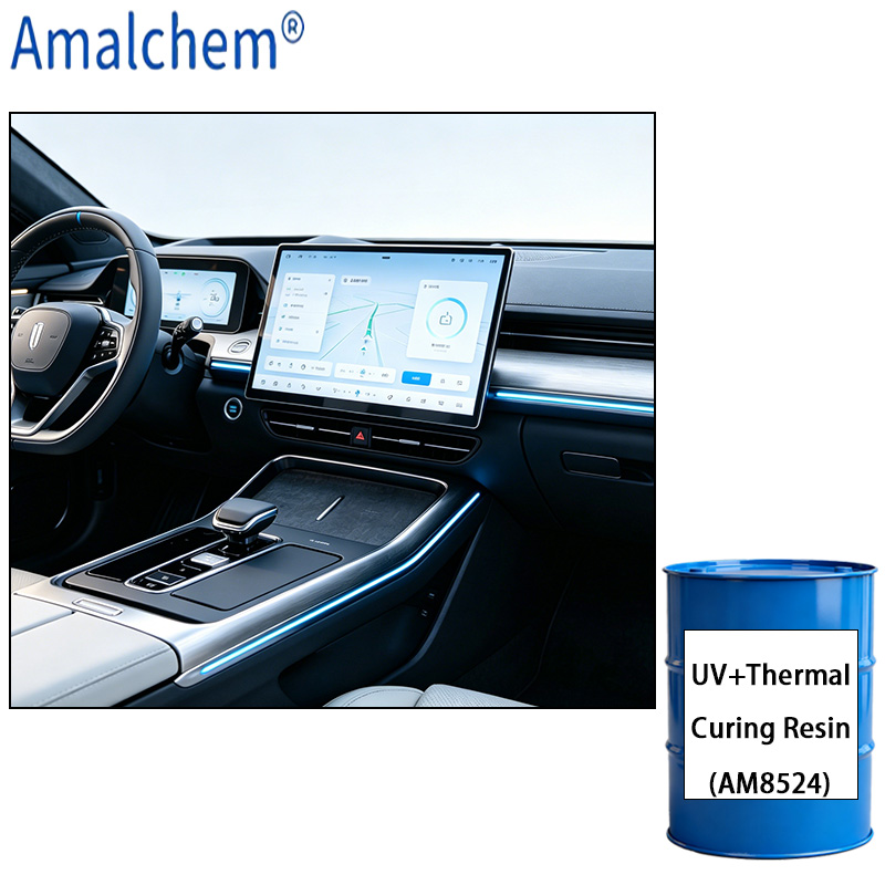 Résine à double cure AM8524 (UV+ thermique) - flexibilité supérieure et anti-jaunissement pour l’intérieur automobile et les substrats plastiques