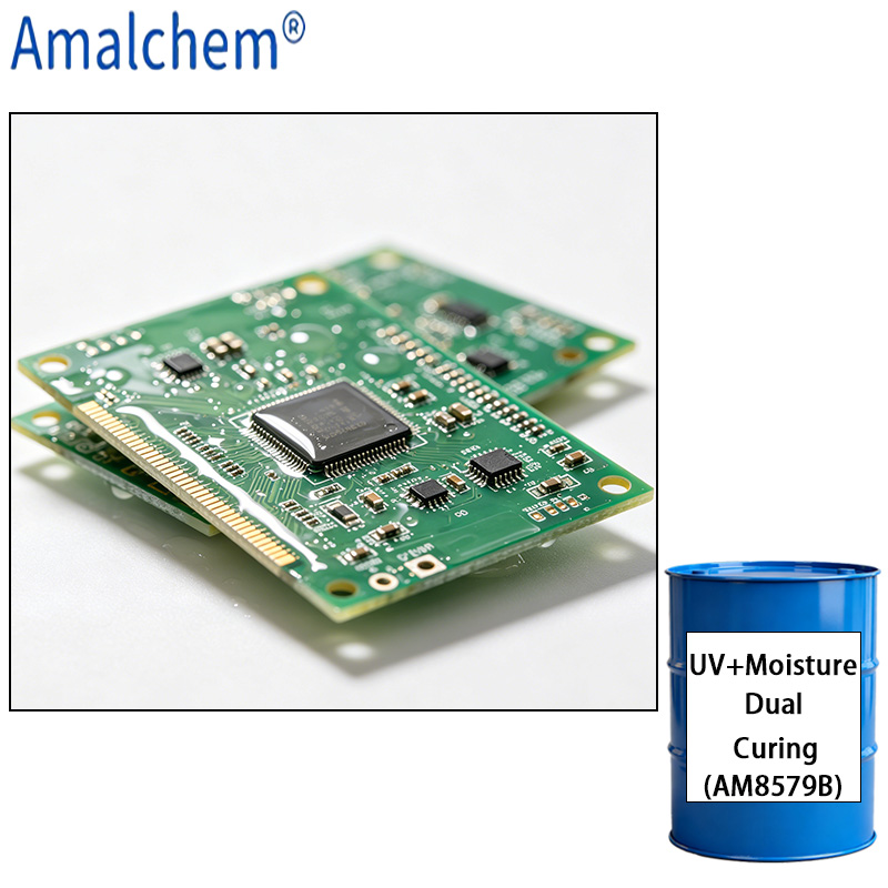 AM8579B UV/Moisture Dual-Cure System - excellente adhérence, résistance aux chocs thermiques, grande flexibilité et clarté durable pour la Protection des PCB