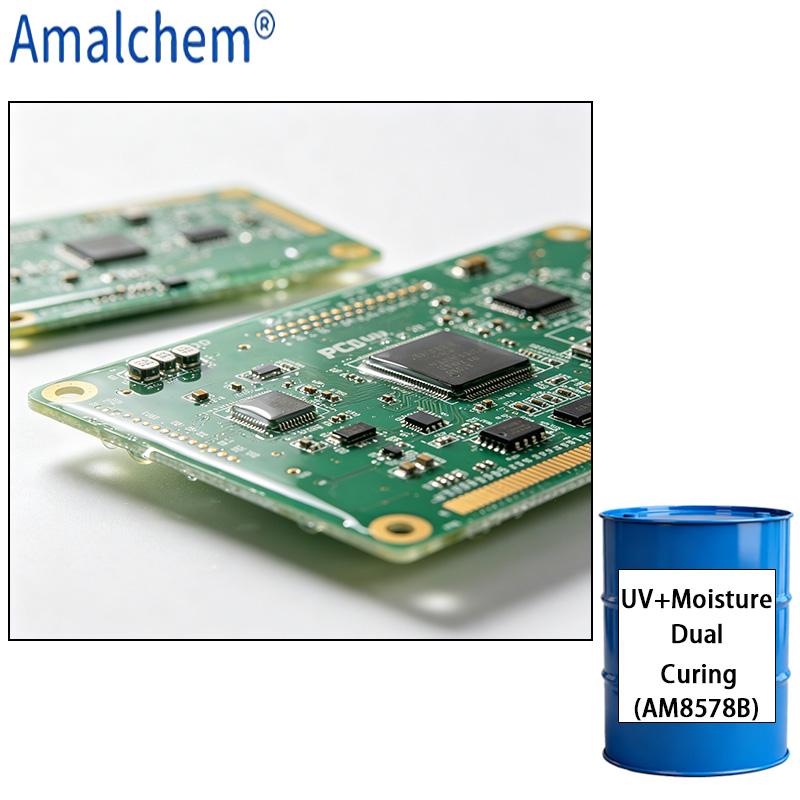 AM8578B résine de revêtement conforme à double Cure - durcissement rapide, adhérence supérieure, cyclage thermique et résistance au jaunissement